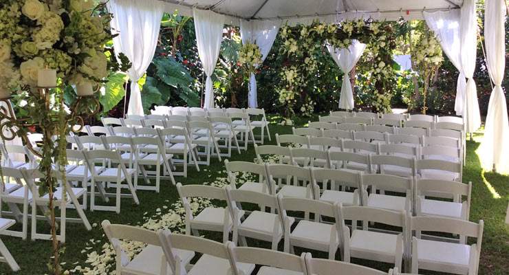 afternoon wedding ceremony setup without guests